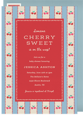 'Vintage Cherries' Baby Shower Invitation