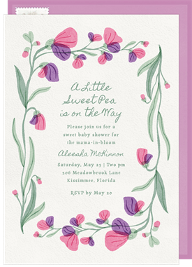 'Sweet Pea' Baby Shower Invitation
