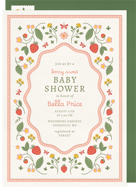 'Berries & Butterflies' Baby Shower Invitation