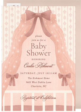 'Soft Draped Crib' Baby Shower Invitation
