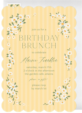 'Whimsical Daisies' Adult Birthday Invitation