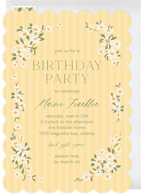 'Whimsical Daisies' Kids Birthday Invitation