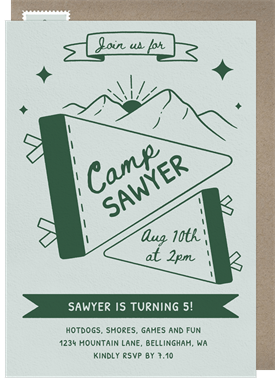 'Camp Banners' Kids Birthday Invitation