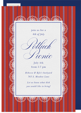 'Stripes & Lace' Fourth of July Invitation