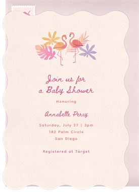 'Tropical Flamingos' Baby Shower Invitation