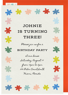 'Bright Pom Poms' Kids Birthday Invitation