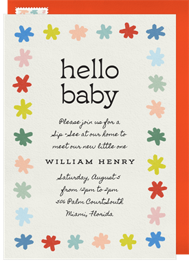 'Bright Pom Poms' Baby Shower Invitation