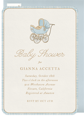 'Antique Buggy' Baby Shower Invitation