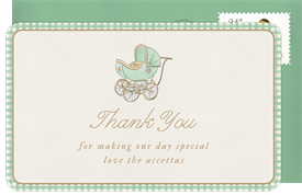'Antique Buggy' Baby Shower Thank You Note