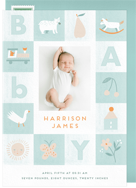 'Modern Quilt' Birth Announcement