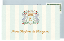 'Cottontail Crest' Baby Shower Thank You Note