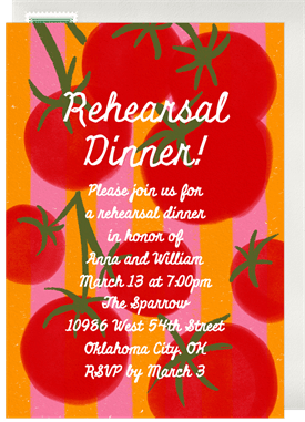 'Striped Tomatoes' Rehearsal Dinner Invitation