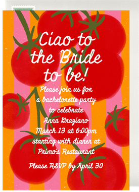 'Striped Tomatoes' Bachelorette Party Invitation
