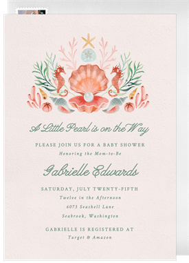 'Shimmering Pearl' Baby Shower Invitation
