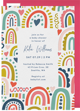 'Rainbow Doodles' Baby Shower Invitation