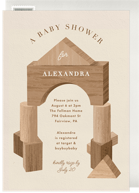 'Wooden Blocks' Baby Shower Invitation