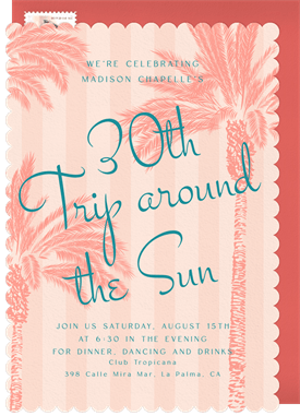 'Tropical Cabana' Adult Birthday Invitation