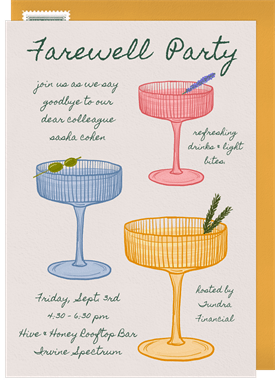 'Colored Cocktails' Going Away Party Invitation