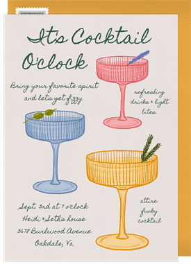 'Colored Cocktails' Entertaining Invitation