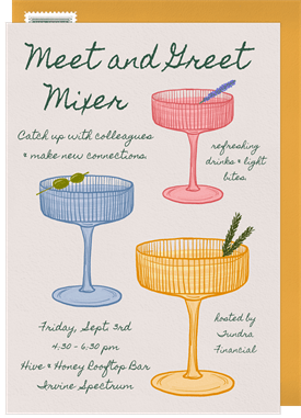 'Colored Cocktails' Happy Hour Invitation