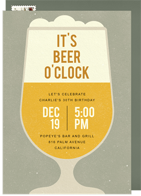 'Beer Glass' Adult Birthday Invitation