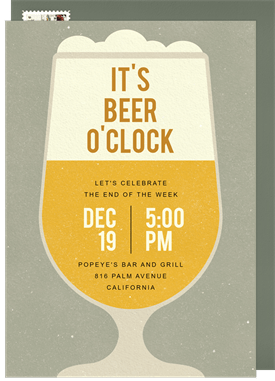 'Beer Glass' Happy Hour Invitation