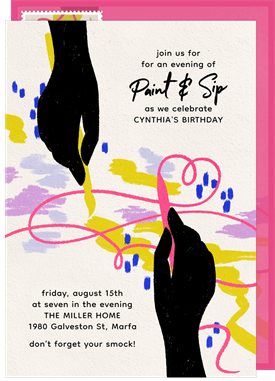 'Paint & Sip' Adult Birthday Invitation