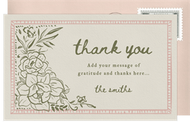 'Storybook Florals' Wedding Thank You Note