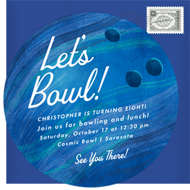 'Bowling Ball' Kids Birthday Invitation