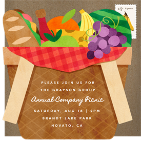 'Cheerful Basket' Business Invitation