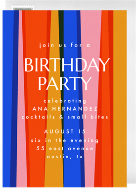 'Bright Stripes' Adult Birthday Invitation