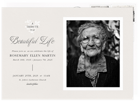'A Beautiful Life' Memorial Invitation