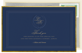 'Refined Laurel' Wedding Thank You Note