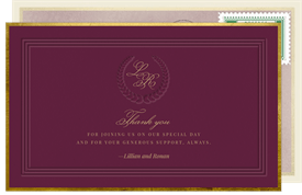 'Refined Laurel' Wedding Thank You Note