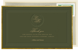 'Refined Laurel' Wedding Thank You Note