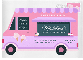 'Ice Cream Truck' Kids Birthday Invitation