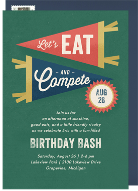 'Eat & Compete' Adult Birthday Invitation