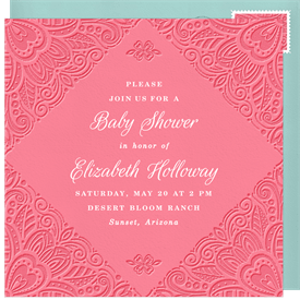 'Bold Floral Letterpress' Baby Shower Invitation
