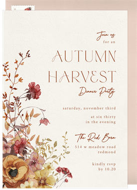 'Warm Florals' Fall Party Invitation