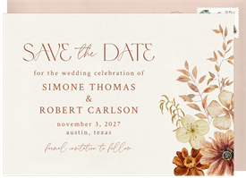 'Warm Florals' Wedding Save the Date