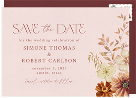 'Warm Florals' Wedding Save the Date