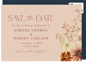 'Warm Florals' Wedding Save the Date
