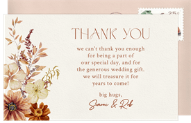 'Warm Florals' Wedding Thank You Note