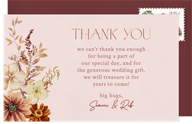 'Warm Florals' Wedding Thank You Note