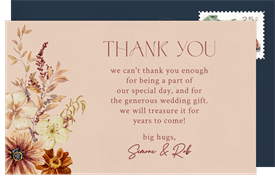 'Warm Florals' Wedding Thank You Note
