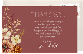 'Warm Florals' Wedding Thank You Note