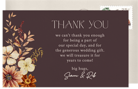 'Warm Florals' Wedding Thank You Note