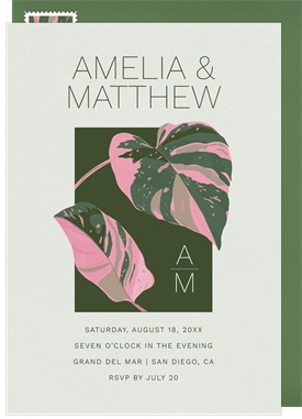 'Modern Monstera' Wedding Invitation