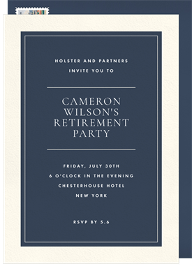 'Modern Space' Retirement Invitation