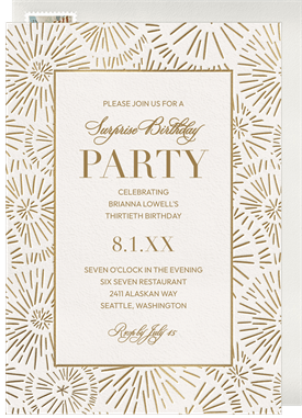 'Celebratory Starburst' Adult Birthday Invitation